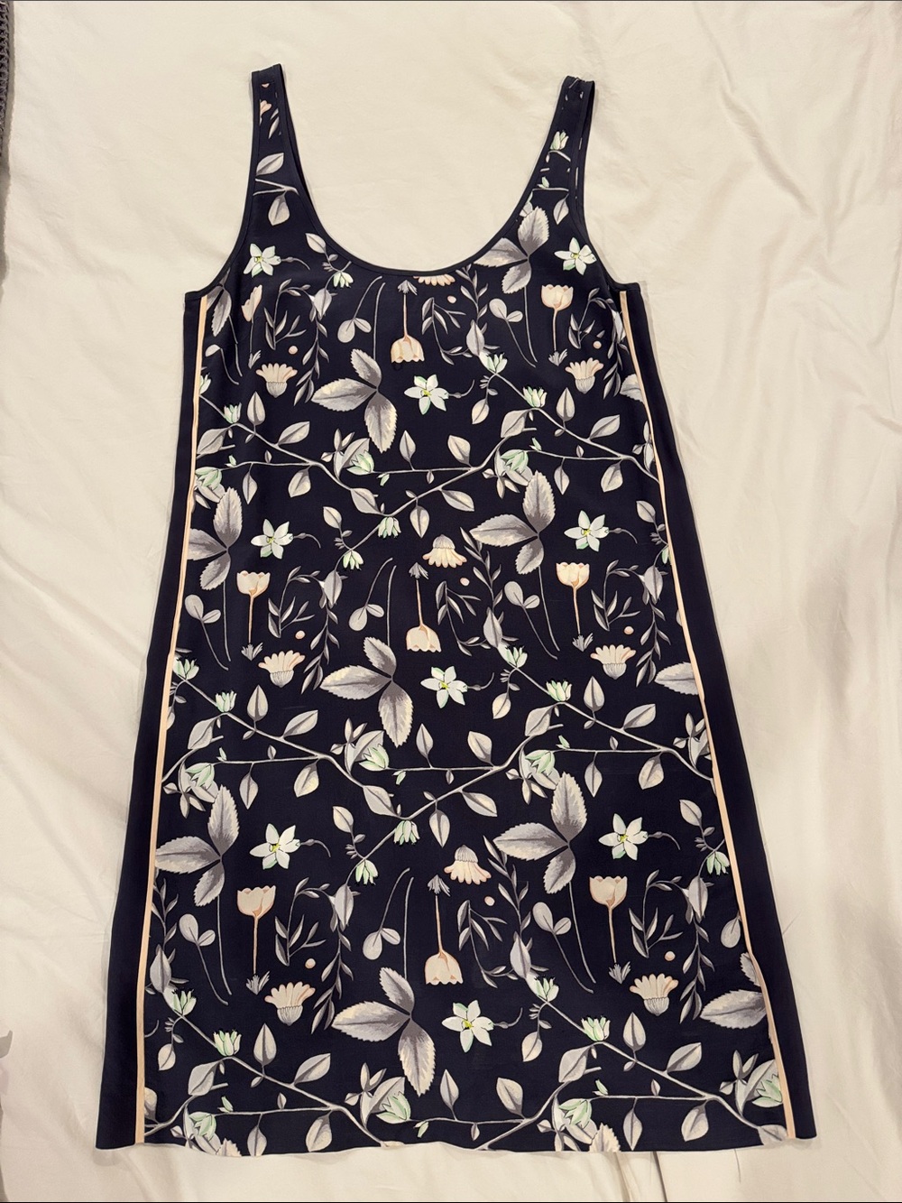 Dark gray Floral Tank Dress with Pastel Blooms
